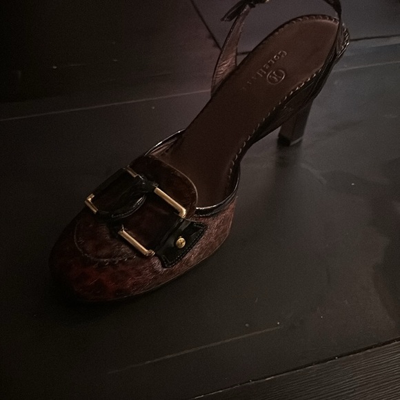 Black and Crimson Cole Haan Haired Sling-backs - Picture 5 of 9